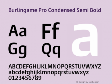 Burlingame Pro Cond Semi Bold Version 1.000 Font Sample