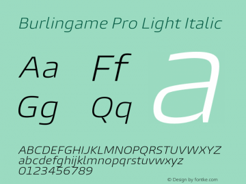 Burlingame Pro Light Italic Version 1.000图片样张