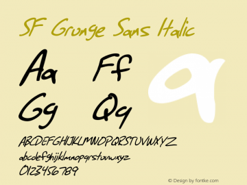 SF Grunge Sans Italic Version ver 1.0; 1999. Freew图片样张