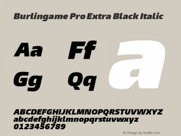 BurlingamePro-XBlackIt Version 1.00 Font Sample