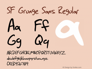 SF Grunge Sans Regular ver 1.0; 1999. Freeware for non-commercial use.图片样张