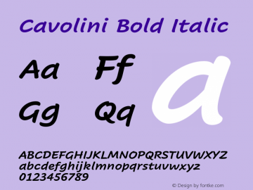Cavolini Bold Italic Version 1.00, build 8, s3 Font Sample