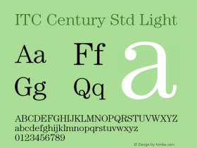 ITC Century Std Light Version 1.000 Build 1000 Font Sample