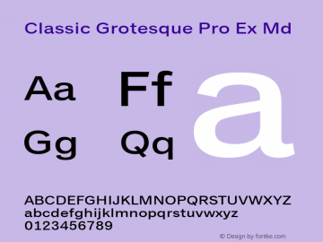 Classic Grotesque Pro Ex Md Version 1.00 Font Sample