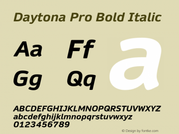 Daytona Pro Bold Italic Version 1.00 Font Sample