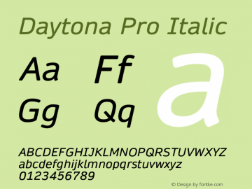 Daytona Pro Italic Version 1.00 Font Sample