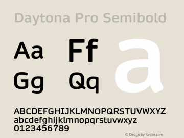 Daytona Pro Semibold Version 1.00 Font Sample