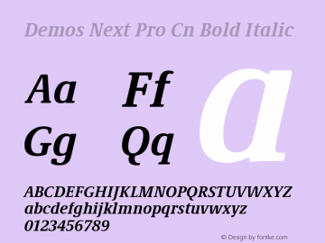 Demos Next Pro Cn Bold Italic Version 1.00图片样张