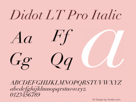 Didot LT Pro Roman Italic Version 1.000 Build 1000 Font Sample