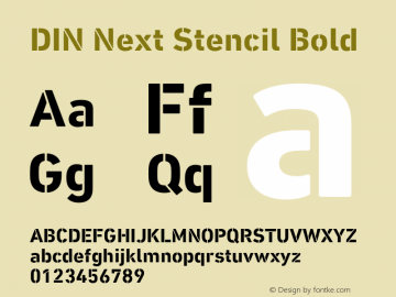 DIN Next Stencil Bold Version 1.00, build 14, g2.4.2 b1013, s3 Font Sample
