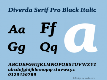 Diverda Serif Pro Black Italic Version 2.00 Font Sample