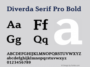 Diverda Serif Pro Bold Version 2.00 Font Sample