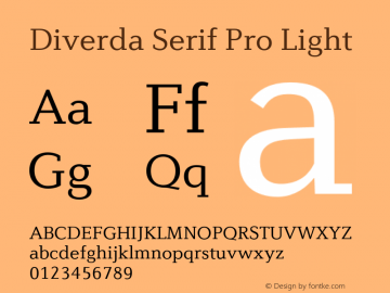 Diverda Serif Pro Light Version 2.00 Font Sample