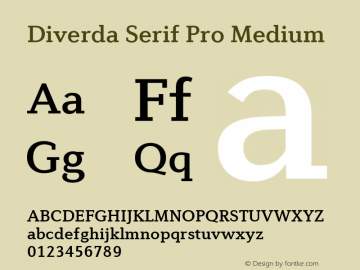 Diverda Serif Pro Medium Version 2.00 Font Sample