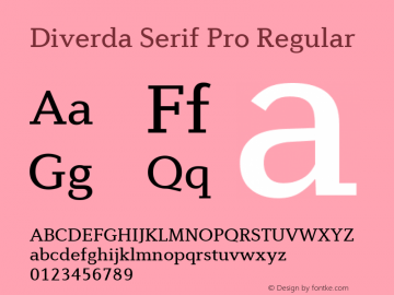 Diverda Serif Pro Version 2.00 Font Sample