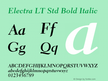 Electra LT Std Bold Cursive Version 1.00 Build 1000 Font Sample