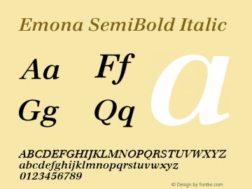 Emona SemiBold Italic Version 1.00 Font Sample