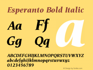 Esperanto Bold Italic Version 1.00 Font Sample