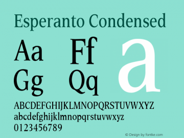 Esperanto Condensed Version 1.00 Font Sample