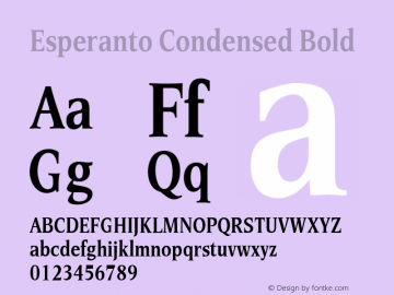 Esperanto Condensed Bold Version 1.00 Font Sample