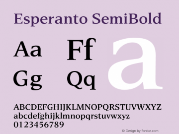 Esperanto SemiBold Version 1.00 Font Sample