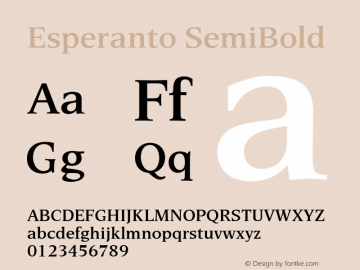 Esperanto SemiBold Version 1.00 Font Sample