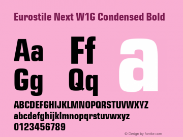 Eurostile Next W1G Cn Bold Version 1.00 Font Sample