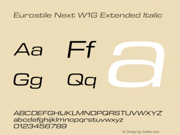 Eurostile Next W1G Ext It Version 1.00 Font Sample