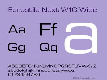 Eurostile Next W1G Wide Version 1.00 Font Sample