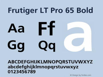 Frutiger LT Pro 45 Light Bold Version 1.02 Font Sample