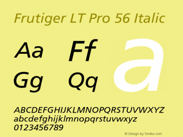 Frutiger LT Pro 55 Roman Italic Version 1.02 Font Sample