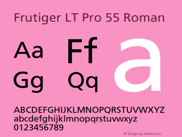 Frutiger LT Pro 55 Roman Version 1.02 Font Sample