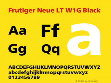 FrutigerNeueLTW1G-Black Version 2.100 Font Sample