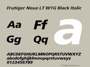 FrutigerNeueLTW1G-BlackIt Version 2.100 Font Sample