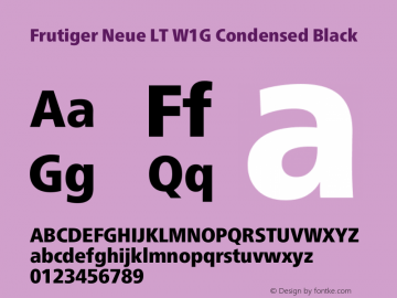 Frutiger Neue LT W1G Cn Medium Bold Version 1.00 Font Sample