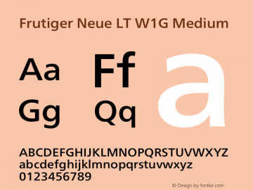 Frutiger Neue LT W1G Medium Version 1.00 Font Sample