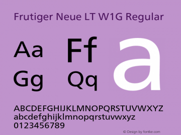 FrutigerNeueLTW1G-Regular Version 2.100 Font Sample