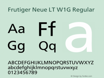 Frutiger Neue LT W1G Version 1.00 Font Sample