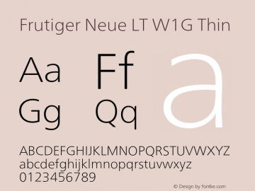 FrutigerNeueLTW1G-Thin Version 2.300 Font Sample