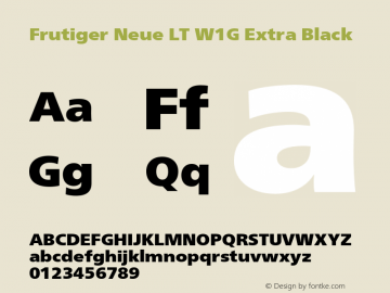 FrutigerNeueLTW1G-XBlack Version 2.100 Font Sample