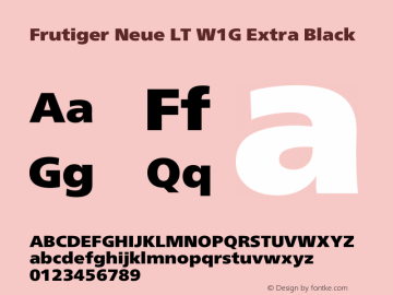 Frutiger Neue LT W1G XBlack Version 1.00 Font Sample