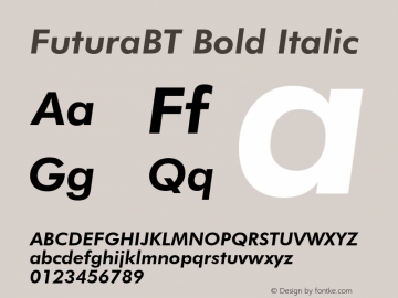 FuturaBT Bold Italic Version 3.10, build 22, s3图片样张