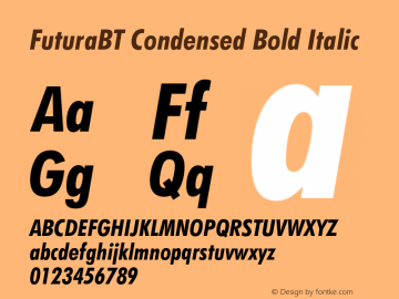FuturaBT Cond Bold Italic Version 3.10, build 16, s3 Font Sample