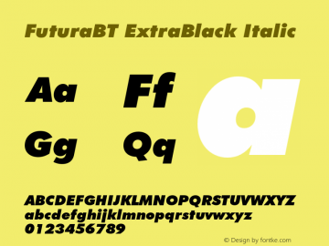 FuturaBT ExtraBlack Italic Version 3.10, build 19, s3图片样张
