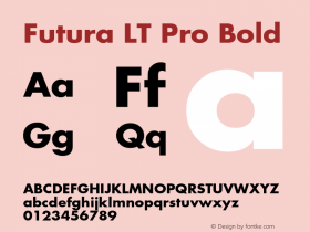 Futura LT Pro Book Bold Version 1.00 Build 1000 Font Sample