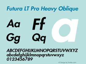 Futura LT Pro Medium Bold Italic Version 1.00 Build 1000 Font Sample