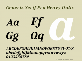 Generis Serif Pro Heavy Italic Version 1.00 Font Sample