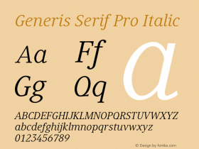 GenerisSerifPro-Italic Version 1.00图片样张