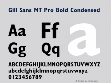 Gill Sans MT Pro Condensed Bold Version 1.00 Build 1000图片样张