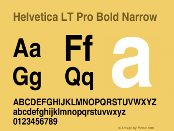 HelveticaLTPro-BdNarrow Version 2.000 Build 1000 Font Sample